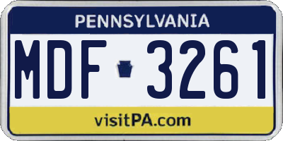 PA license plate MDF3261