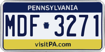 PA license plate MDF3271