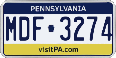 PA license plate MDF3274