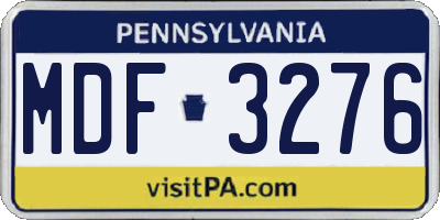 PA license plate MDF3276