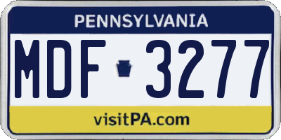 PA license plate MDF3277