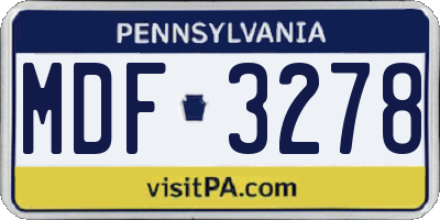 PA license plate MDF3278