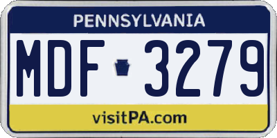 PA license plate MDF3279