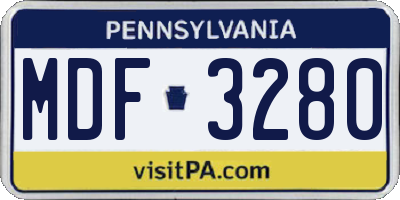 PA license plate MDF3280