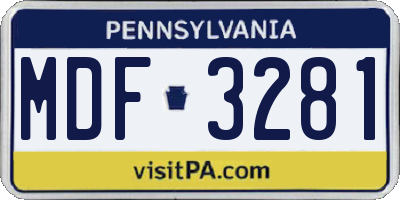 PA license plate MDF3281