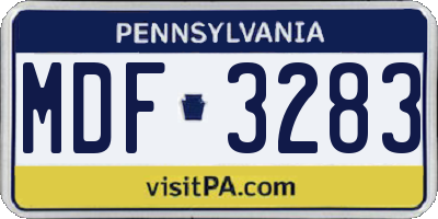 PA license plate MDF3283