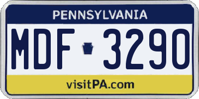 PA license plate MDF3290