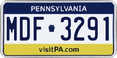 PA license plate MDF3291