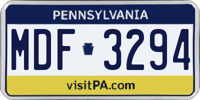 PA license plate MDF3294