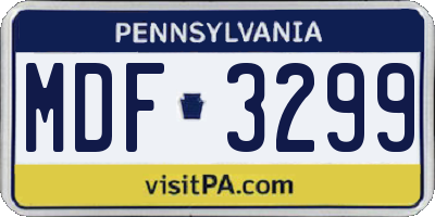 PA license plate MDF3299