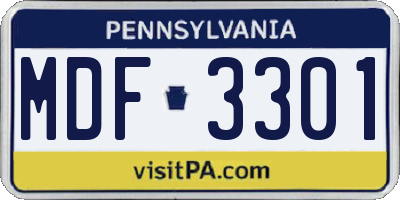 PA license plate MDF3301