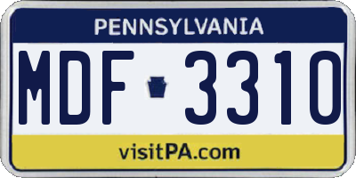 PA license plate MDF3310