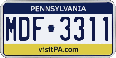 PA license plate MDF3311