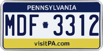PA license plate MDF3312