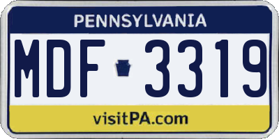 PA license plate MDF3319