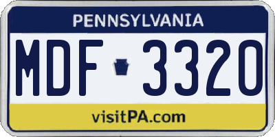 PA license plate MDF3320