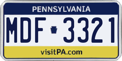 PA license plate MDF3321