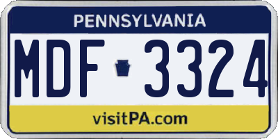 PA license plate MDF3324
