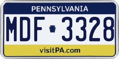 PA license plate MDF3328