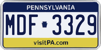 PA license plate MDF3329