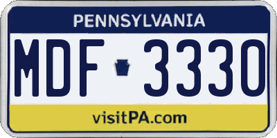 PA license plate MDF3330