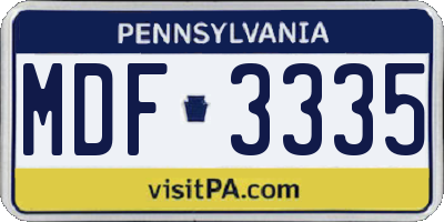 PA license plate MDF3335