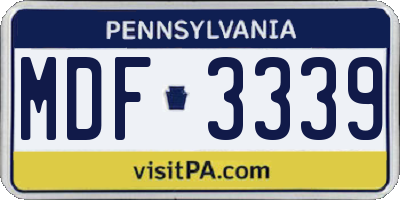 PA license plate MDF3339