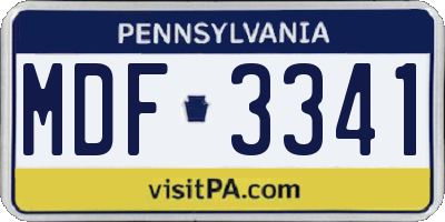 PA license plate MDF3341