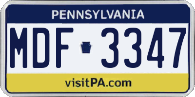 PA license plate MDF3347