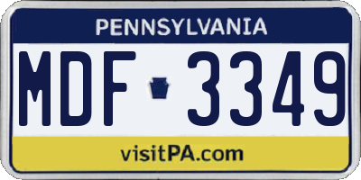 PA license plate MDF3349