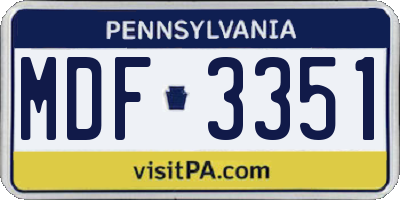 PA license plate MDF3351
