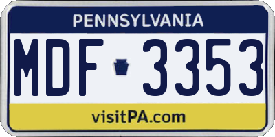 PA license plate MDF3353