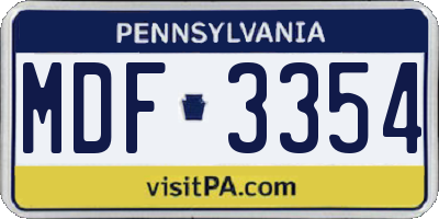 PA license plate MDF3354