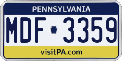PA license plate MDF3359