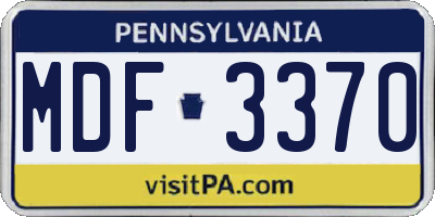 PA license plate MDF3370