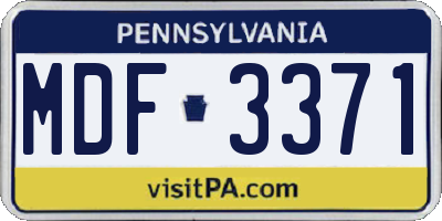 PA license plate MDF3371