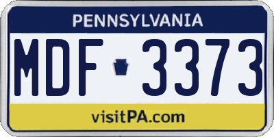 PA license plate MDF3373