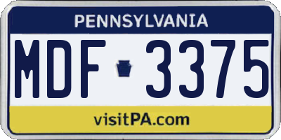 PA license plate MDF3375