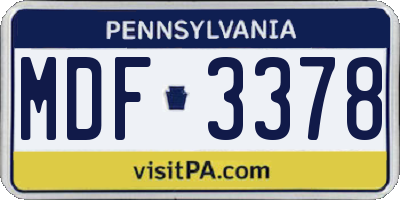PA license plate MDF3378