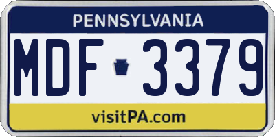 PA license plate MDF3379