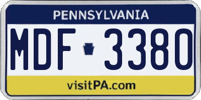 PA license plate MDF3380