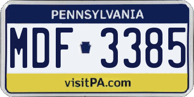 PA license plate MDF3385