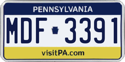 PA license plate MDF3391