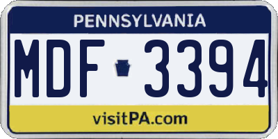 PA license plate MDF3394