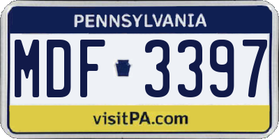 PA license plate MDF3397