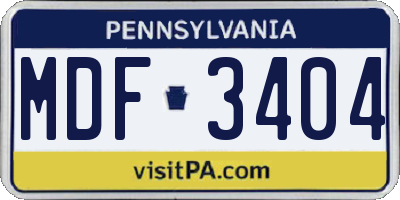PA license plate MDF3404