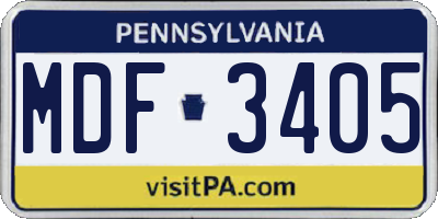 PA license plate MDF3405