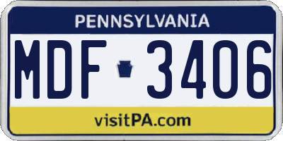 PA license plate MDF3406