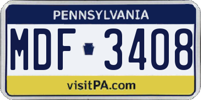 PA license plate MDF3408