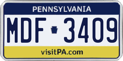 PA license plate MDF3409